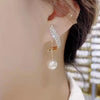 Elegant Pearl Crystal Drop Earrings for Weddings and Special Occasions