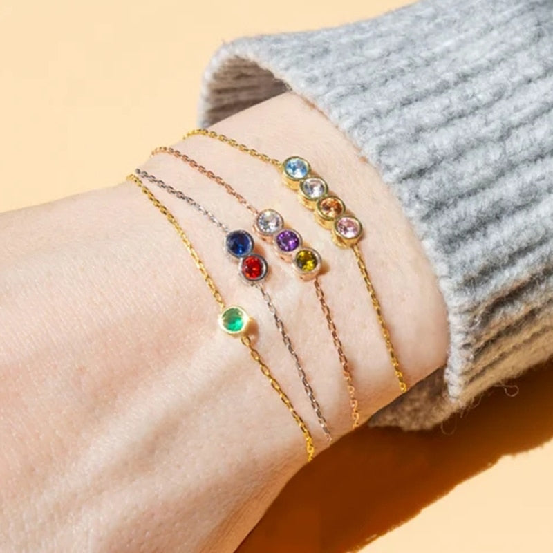 Stainless Steel Chain Birthstone Bracelet