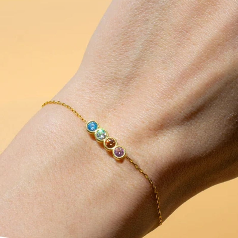 Stainless Steel Chain Birthstone Bracelet