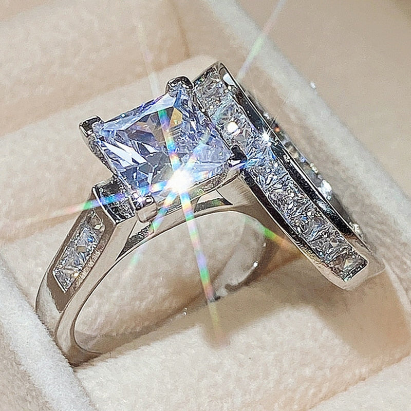 Silver Wedding Ring Sets, Luxury Bridal Wedding Ring Set