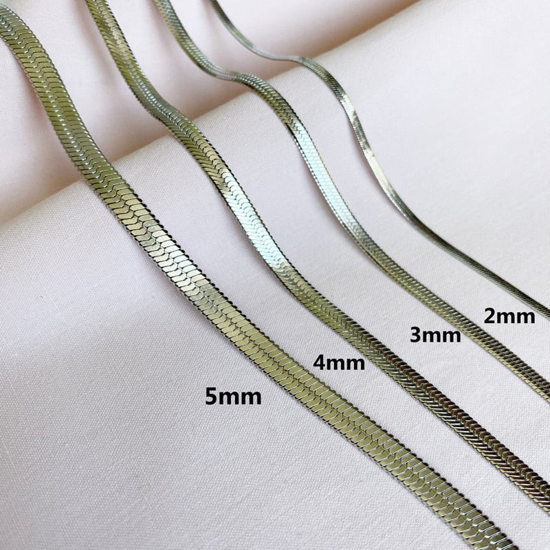 Stainless Steel Herringbone Snake Chain Necklace