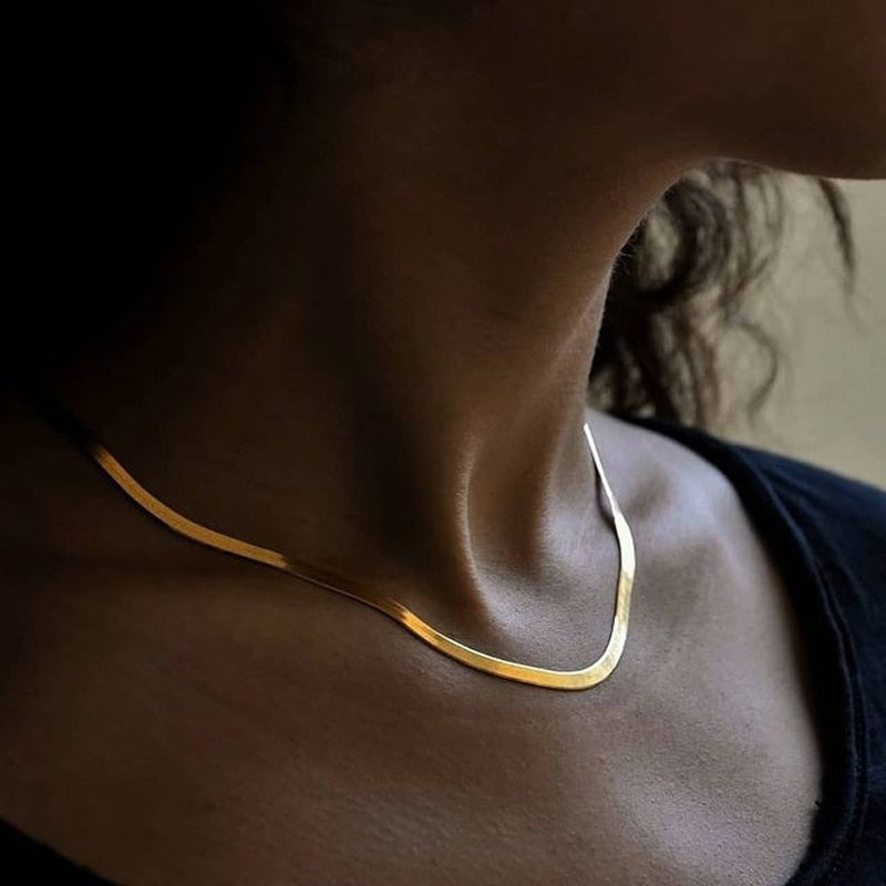 Stainless Steel Herringbone Snake Chain Necklace