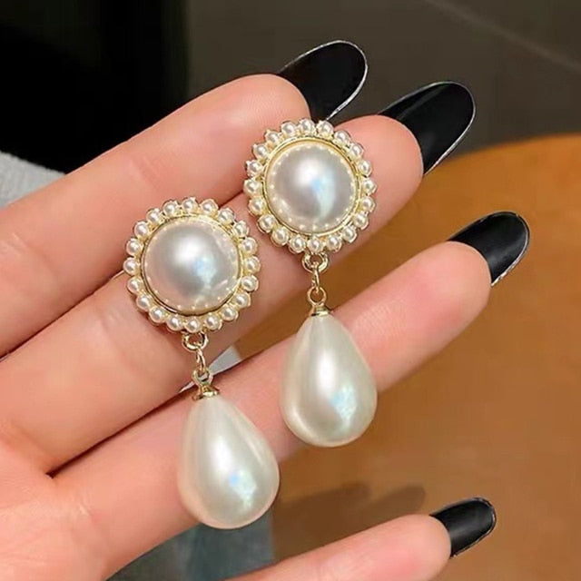 Elegant Pearl Crystal Drop Earrings for Weddings and Special Occasions