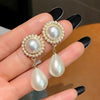 Elegant Pearl Crystal Drop Earrings for Weddings and Special Occasions