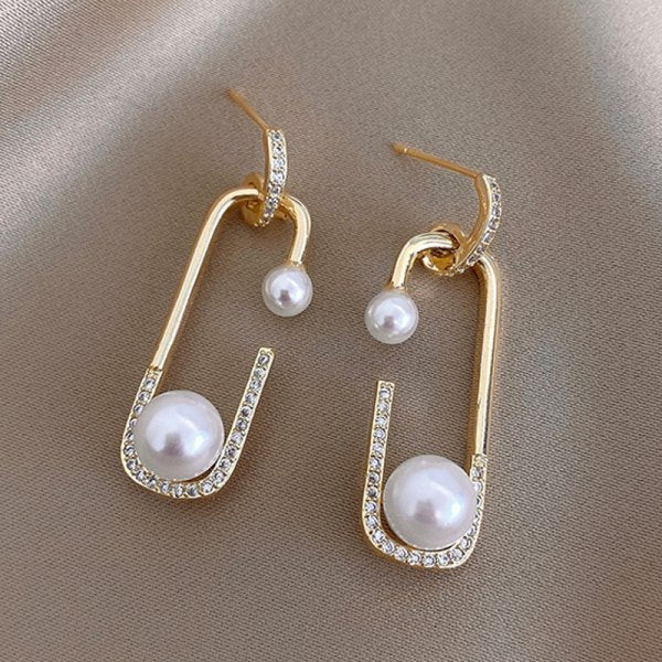 Elegant Pearl Crystal Drop Earrings for Weddings and Special Occasions