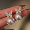 Elegant Pearl Crystal Drop Earrings for Weddings and Special Occasions