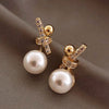 Elegant Pearl Crystal Drop Earrings for Weddings and Special Occasions