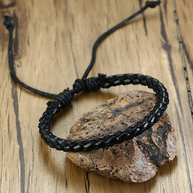Men's Vintage Beaded and Leather Bracelets