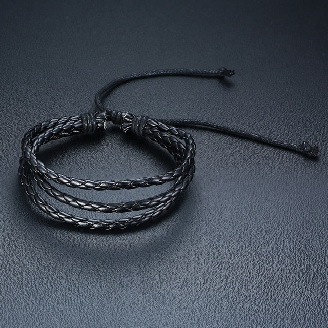 Men's Vintage Beaded and Leather Bracelets