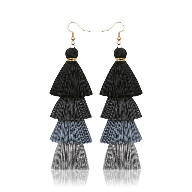 Bohemian Crystal Tassel Earrings