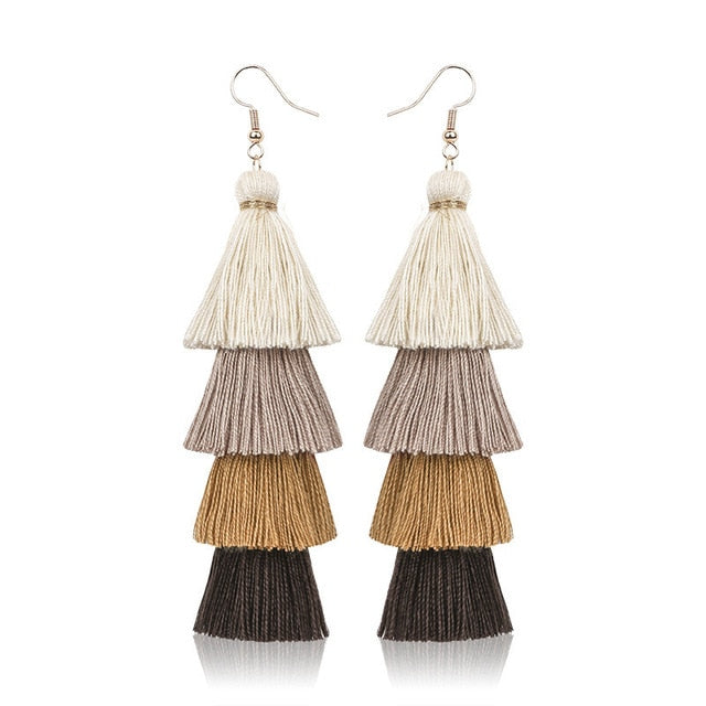 Bohemian Crystal Tassel Earrings