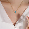 Birthstone Stainless Steel Necklace with Clavicle Chain