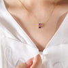 Birthstone Stainless Steel Necklace with Clavicle Chain