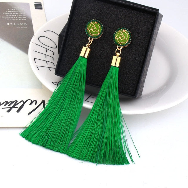Bohemian Crystal Tassel Earrings
