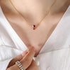 Birthstone Stainless Steel Necklace with Clavicle Chain