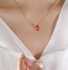 Birthstone Stainless Steel Necklace with Clavicle Chain