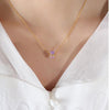 Birthstone Stainless Steel Necklace with Clavicle Chain