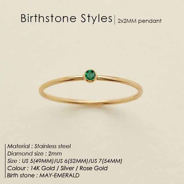 Stainless Steel Birthstone Rings