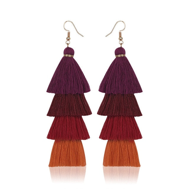 Bohemian Crystal Tassel Earrings