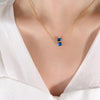 Birthstone Stainless Steel Necklace with Clavicle Chain